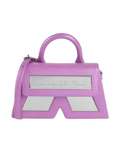 Karl Lagerfeld Icon K Cb Croc Woman Handbag Mauve Size - Bovine Leather In Purple