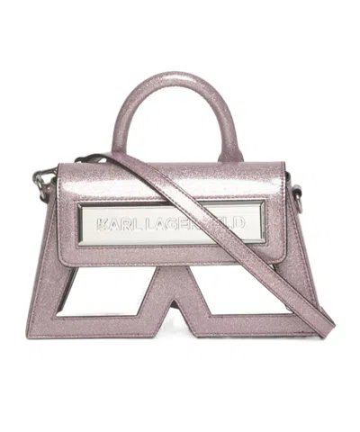 Karl Lagerfeld Icon K Glitter Crossbody Bag In Nude