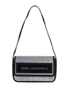 Karl Lagerfeld Icon K Sm Flap Shb Crys Woman Handbag Black Size - Bovine Leather In Black