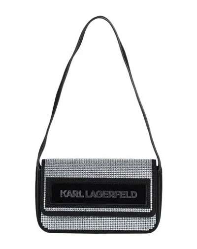 Karl Lagerfeld Icon K Sm Flap Shb Crys Woman Handbag Black Size - Bovine Leather