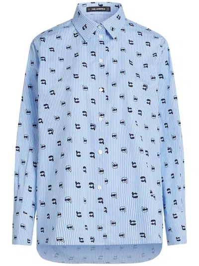Karl Lagerfeld Icon Monogram Shirt In Blue