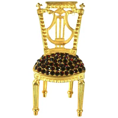 Pre-owned Karl Lagerfeld Iconic  French Chair Brooch In Orange