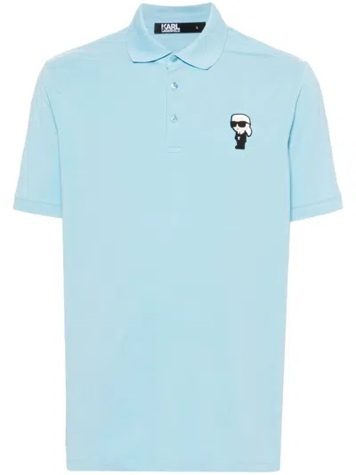 Karl Lagerfeld Appliqué-logo Polo Shirt In Blue