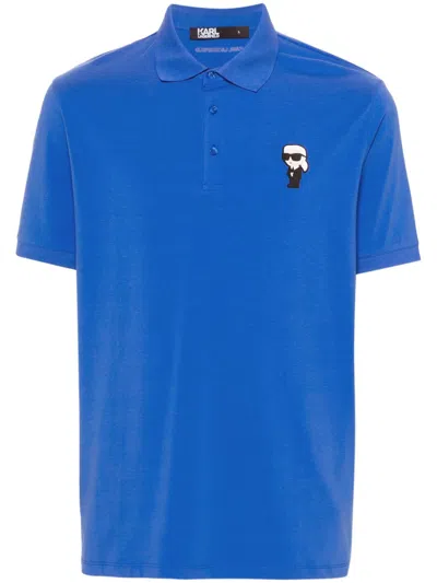 Karl Lagerfeld Appliqué-logo Polo Shirt In Blue