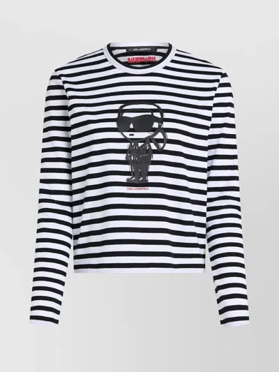 KARL LAGERFELD ICONIC STRIPED CREW NECK TOP