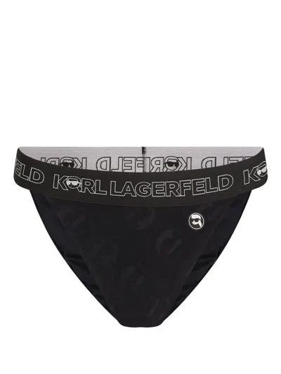 Karl Lagerfeld Ikon 2.0 Logo-appliqué Bikini Bottoms In Black