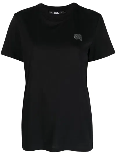 Karl Lagerfeld Ikonik 2.0 Organic-cotton T-shirt In Black