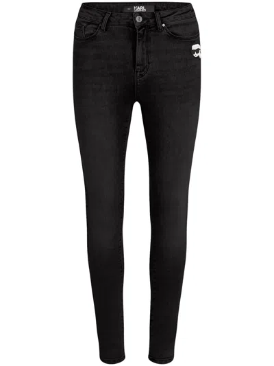 Karl Lagerfeld Halbhohe Ikonik 2.0 Skinny-jeans In Schwarz