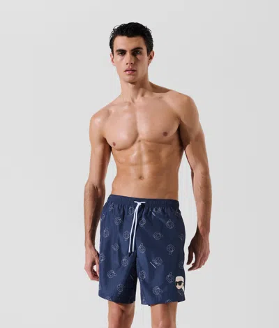 Karl Lagerfeld Ikon All-over-print Boardshorts In Blue