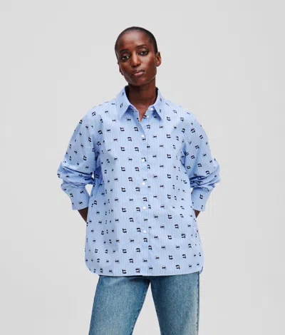 Karl Lagerfeld Ikon All-over Print Shirt In Blue