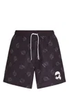 Karl Lagerfeld Ikon All-over-print Swim Shorts In Black