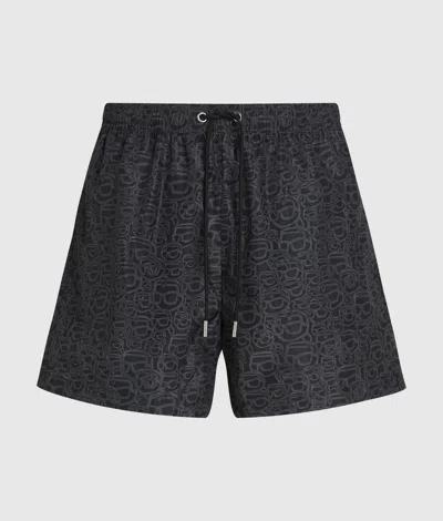 Karl Lagerfeld Ikon All-over-print Short Boardshorts In Black