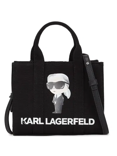 Karl Lagerfeld Ikon Aquarelle Canvas Tote Bag In Black