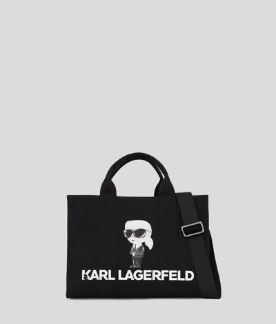 Karl Lagerfeld Ikon Aquarelle Canvas Tote Bag In Black
