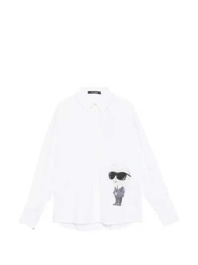 Karl Lagerfeld Ikon Aquarelle Shirt In White