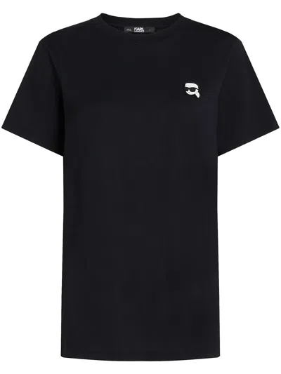 Karl Lagerfeld Ikon Black T Shirt With Graphics