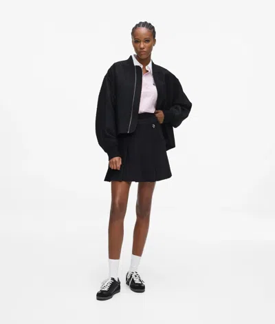 Karl Lagerfeld Ikon Bouclé Pleated Skirt In Black