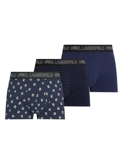 Karl Lagerfeld Ikon Boxers (pack Of Three) In Blue