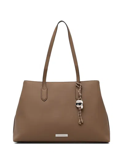 Karl Lagerfeld Ikon Charm-detail Tote Bag In Brown