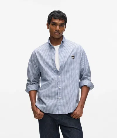 Karl Lagerfeld Ikon Checked Shirt In Blue
