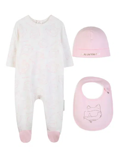 Karl Lagerfeld Ikon Choupette Babygrow Set In Pink