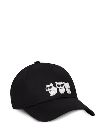 Karl Lagerfeld Ikon Choupette Baseball Cap In Black