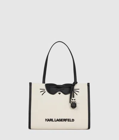 Karl Lagerfeld Ikon Choupette Canvas Tote Bag In Brown