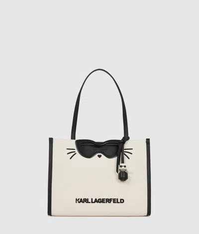 Karl Lagerfeld Ikon Choupette Canvas Tote Bag In Brown