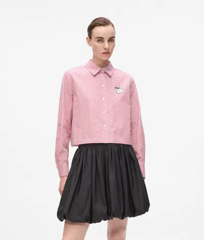 Karl Lagerfeld Ikon Choupette Cropped Shirt In Pink