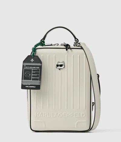 Karl Lagerfeld Ikon Choupette Crossbody Suitcase Bag In White