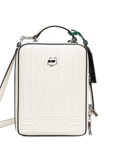 Karl Lagerfeld Ikon Choupette Crossbody Suitcase Bag In White