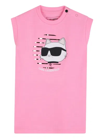 Karl Lagerfeld Babies' Ikon Choupette Dress In Pink