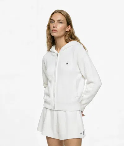 Karl Lagerfeld Ikon Choupette Fluffy Loungewear Hoodie In White