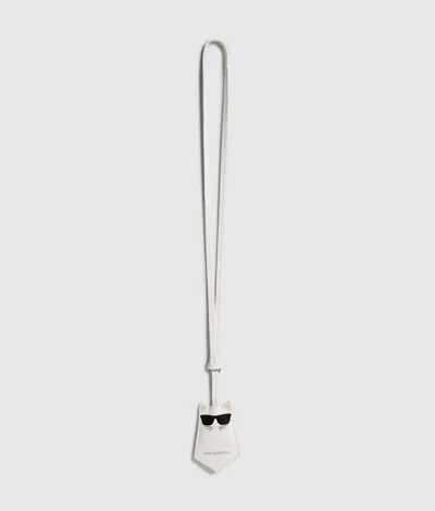 Karl Lagerfeld Ikon Choupette Lanyard Keychain In Silver