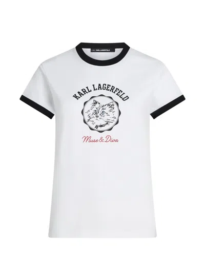 Karl Lagerfeld Ikon Choupette Muse T-shirt In White