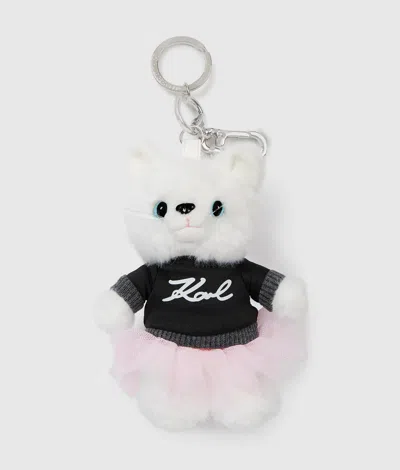 Karl Lagerfeld Ikon Choupette Plush Keychain In White