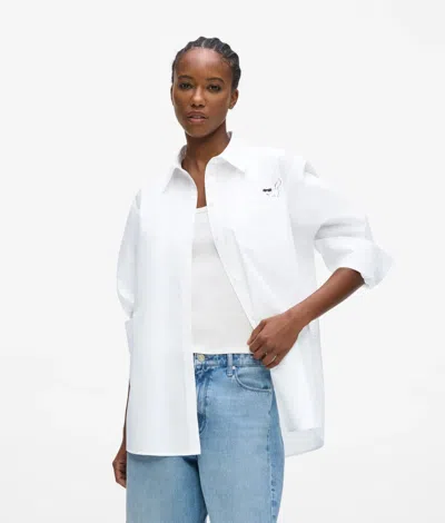 Karl Lagerfeld Ikon Choupette Poplin Shirt In White
