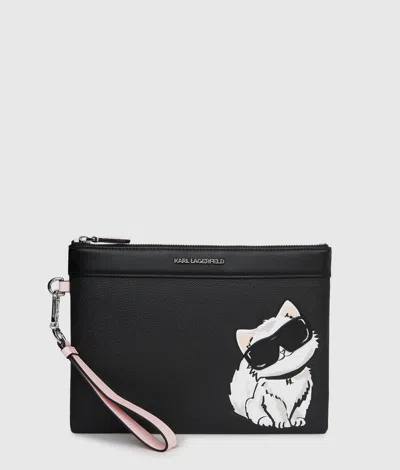 Karl Lagerfeld Ikon Choupette Pouch In Black