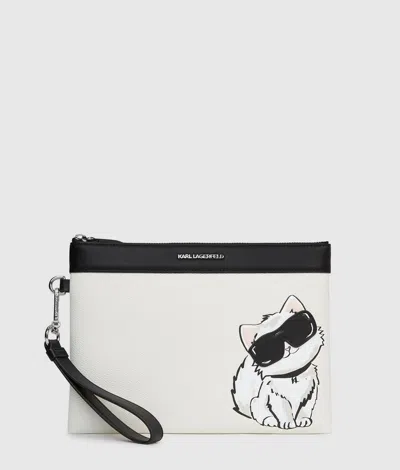 Karl Lagerfeld Ikon Choupette Pouch In White