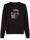 Karl Lagerfeld Ikon Rhinestone Karl & Choupette T-shirt In Black