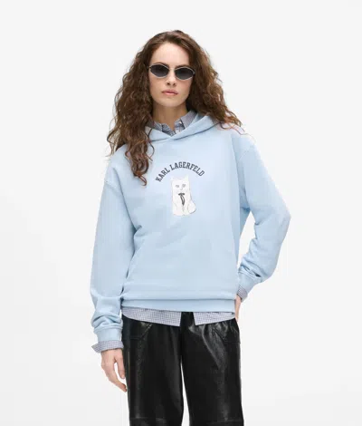 Karl Lagerfeld Ikon Choupette Sketch Hoodie In Blue