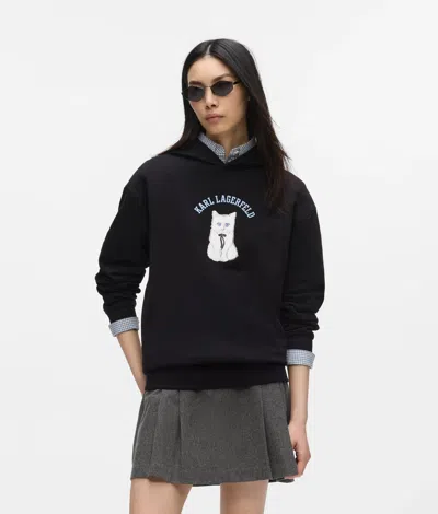 Karl Lagerfeld Ikon Choupette Sketch Hoodie In Black