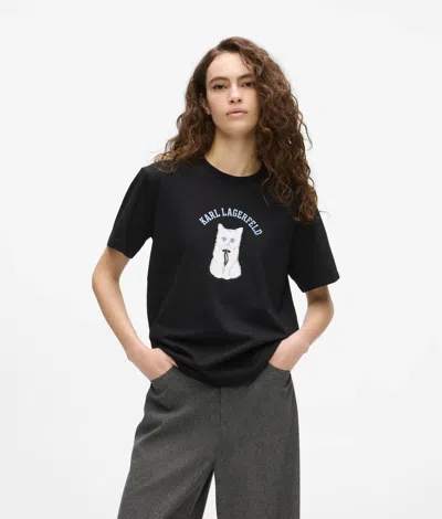 Karl Lagerfeld Ikon Choupette Sketch T-shirt In Black