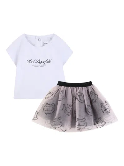 Karl Lagerfeld Babies' Ikon Choupette Skirt Set In Pink