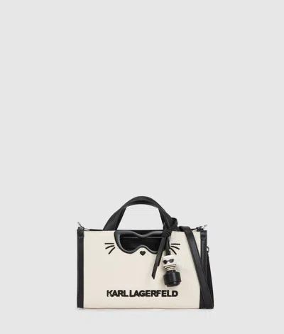 Karl Lagerfeld Ikon Choupette Small Canvas Tote Bag In Brown