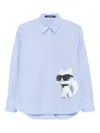Karl Lagerfeld Ikon Choupette Striped Shirt In Blue