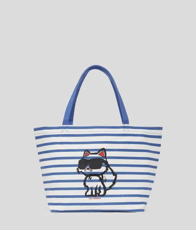 Karl Lagerfeld Ikon Choupette Striped Shopper In Multi