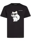Karl Lagerfeld Ikon Choupette Aquarelle T-shirt In 黑色