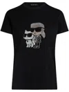 Karl Lagerfeld Ikon Rhinestone-embellished T-shirt In Black