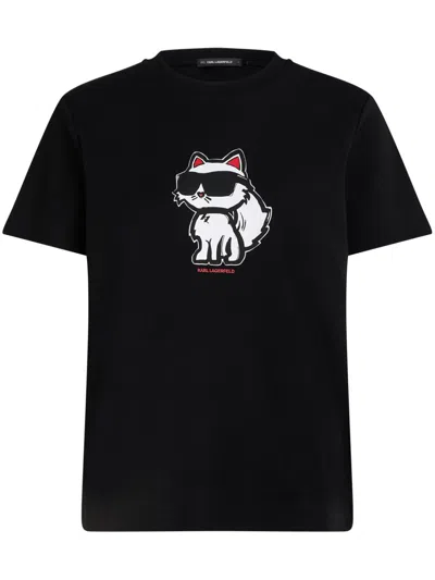 Karl Lagerfeld Ikon Choupette T-shirt In Black